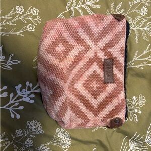 Geometric Pink and Brown Cosmetic Bag